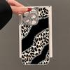 Glitter Leopard Print Printed Glacier Texture Case For iPhone 17 Air 16 15 14 13 12 11 Pro Max 8 Plus Glass Lens Protector Cover