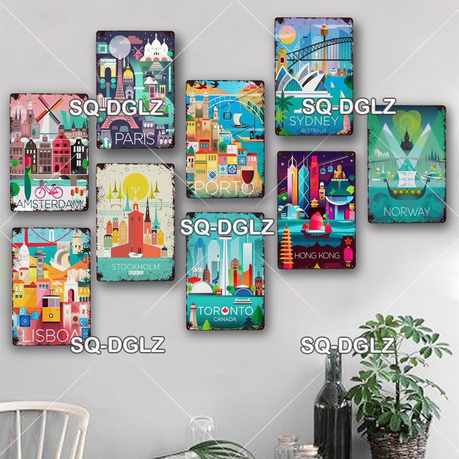 Metallschild „Tokyo City“, Vintage-Plakette, Dekor für Kneipen, Bars, Wanddekoration, Blechschild, Barcelona/Sydney/Norwegen, Poster, Geschenk