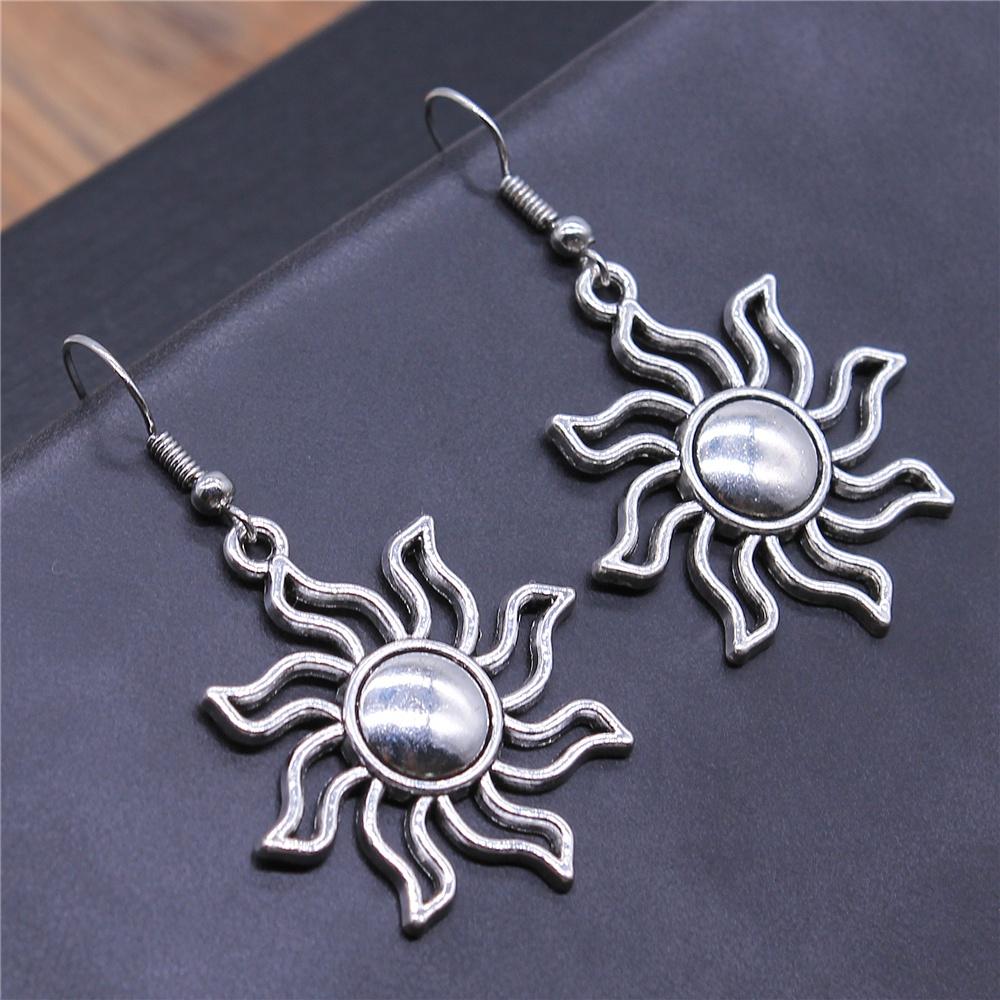 Vintage Totem Earring Sun & Moon Dangle Earrings Geometric Women Dangle Earrings Star Moon Female Korean Jewelry