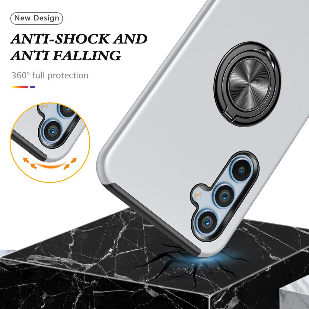 For Samsung Galaxy A16 5G/A16 4G Case PC+TPU Phone Cover with Rotatable Ring Holder