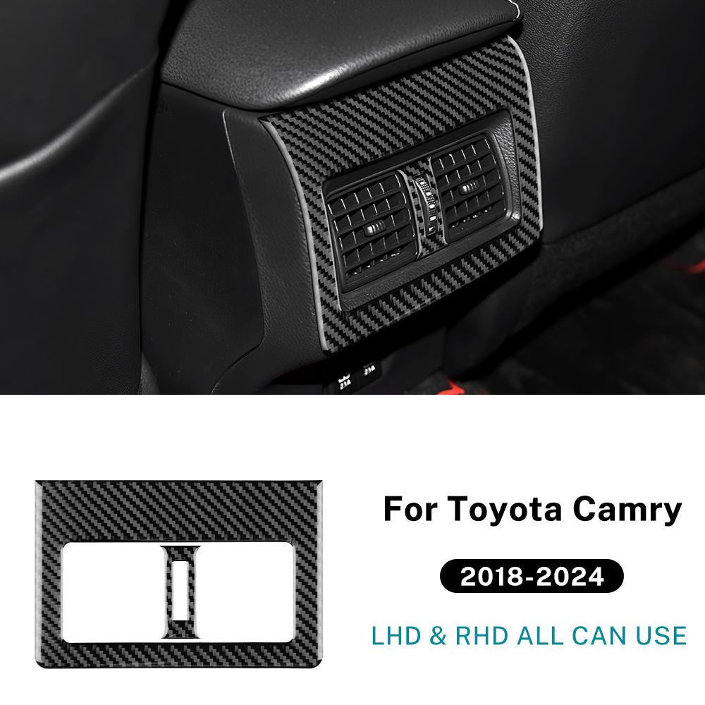 Real Soft Carbon Fiber For Toyota Camry 2018 2019 2020 2025 2025 2025 2025 LHD RHD Car Rear Air Outlet Panel Interior Trim