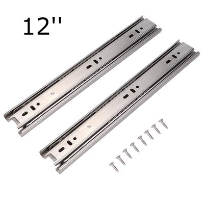12 "-18" Stainless Steel Drawer Slide Rail 3 Section Glide Device Furniture(12""undamped)