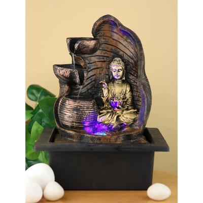 Gautam Buddha 3 Step Water Fountain with Led Light Indoor & Outdoor for Home Decor Decoration Showpiece Gift Gifting Items