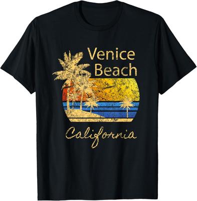 Original Venice Beach CA Sunset Distressed Novelty Art T-Shirt