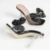 Fashion Fashion Pink Bow Women Slippers Transparent PVC High Heeled Sandals Luxury Banquet Dress Shoes 34-46 Large Size Women's Shoes