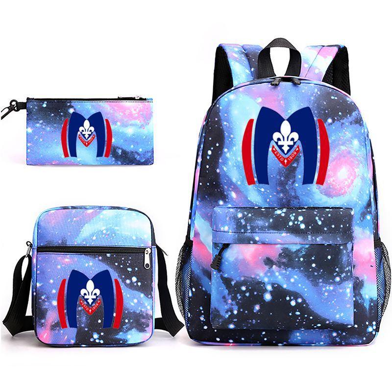 3 Piece School Backpack Set for Students Large Capacity Oxford Cloth Schoolbag with Shoulder Strap and Pencil Case