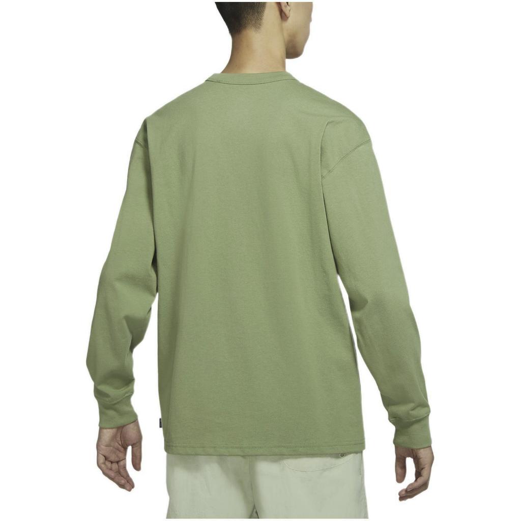Nike Chest Pocket Logo Print Round Neck Long Sleeve T-Shirt Men Tops Green DR7930-334