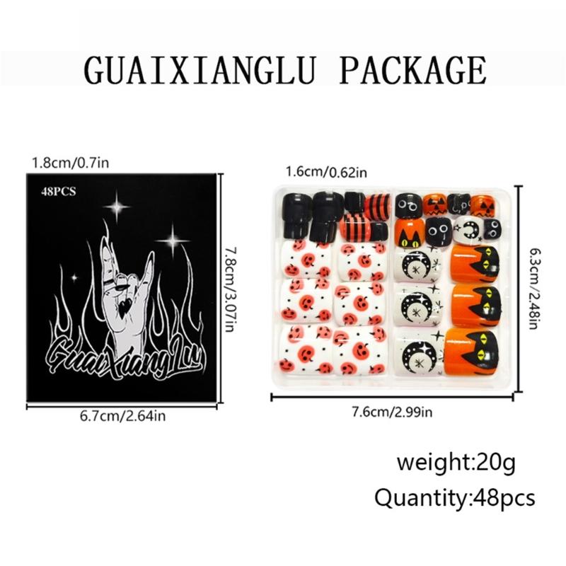 48Pcs Autumns Themed Press On Nail Featuring Elegant Floral Patterns Durability Fake Nail Comfortable For Daily Wear