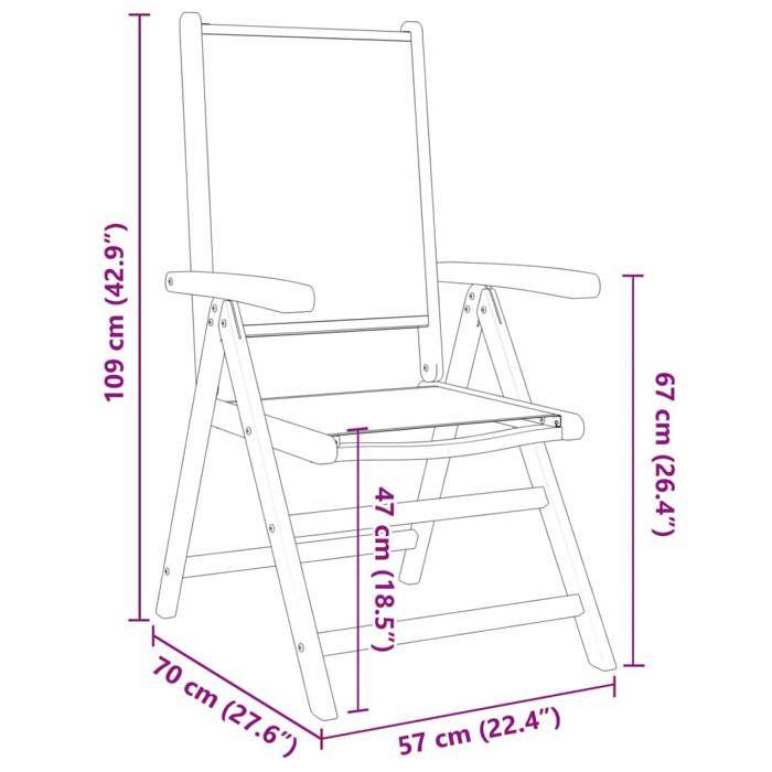 VidaXL Garden Reclining Chairs Set of 4 Fabric and Solid Wood, Garden Seat, Patio Chair, Dining Chair of 3214541