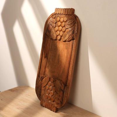 Handcrafted Wooden Grape Carved Cheese Board - Artisan Charcuterie Serving Platter - Rustic Wood Decor