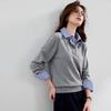 VICTORIA&VERA Andy Velvet 2.0 Faux Two-Piece Patchwork Knit Shirt