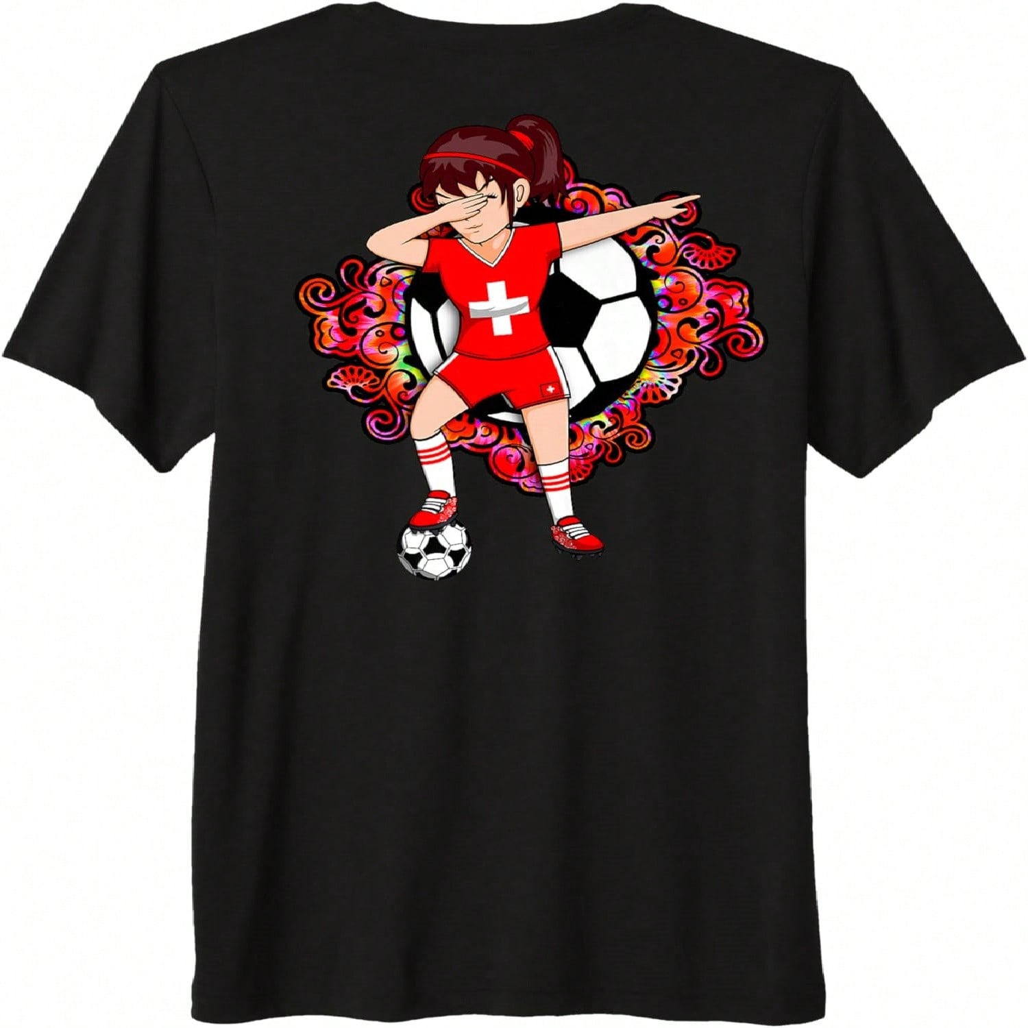Dabbing Soccer Girl Switzerland Fans Jersey Football Flower Premium T-Shirt S разноцветный