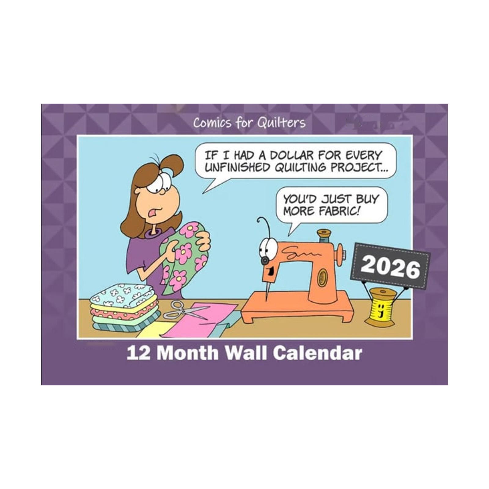 

Quilting Comic Wall Calendar Sewing & Crafting Gift One Size
