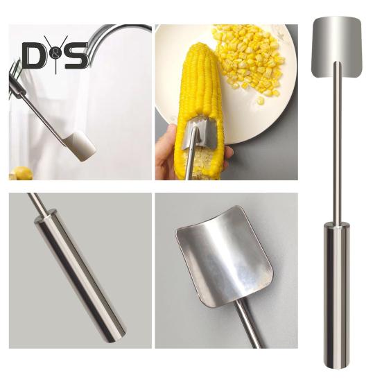 Verktøy for å skrelle maiskolber i rustfritt stål Magisk maisstripper Enkel maiskvern med langt håndtak Skarpt blad Kjøkkenredskap for hjemme- og restaurantbruk