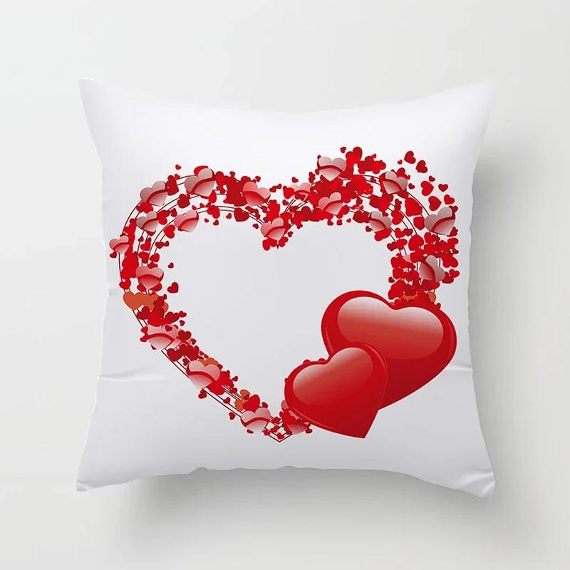 Valentines Day Decoration Pillowcase Sofa Cushion Case Bed Pillow Cover Home Decor Car Cushion Cover Kiss Throw Pillow Case