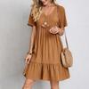 European & American Women's Summer Dress - Loose, Casual, Short Sleeve, Waist-Tie, Flowy Design for 2025