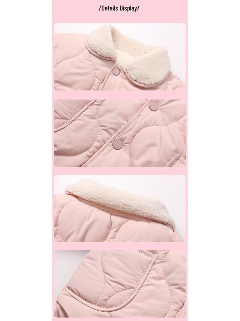 2025 Herbst/Winter Mädchen Baumwollanzug mit Fleecefutter: Modischer, verdickter Mantel für kleine und mittlere Kinder mit super niedlichem Baumwollfutter