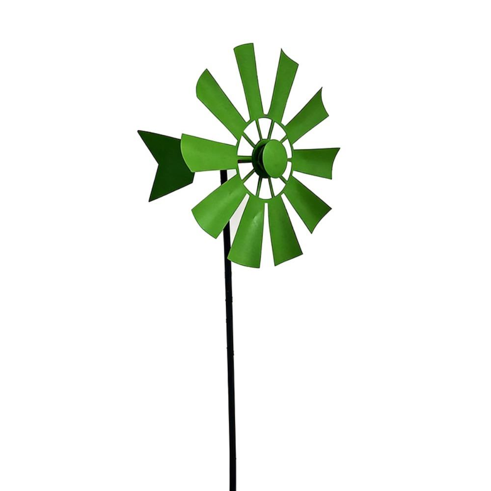High Quality 24*73Cm Wrought Iron Metal Rotating Windmill 8 Colors Metal Wind Spinner Lawn Pinwheel Decor Supplies