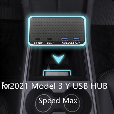 For Tesla Model 3 Y Accessories USB Splitter Hub HUB Docking Station Speed Hub Extender Charger