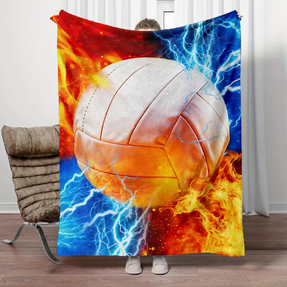 1pc Fireball Lightning Pattern Flannel Throw Blanket All-Season Soft Warmth, Travel Accessories, Contemporary Gift for Home Decor