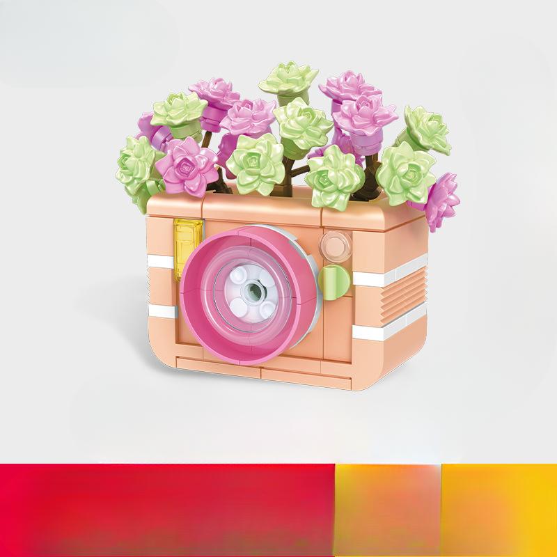 

Суккулентный цветочный магазин в горшке совместим с детскими развивающими игрушками для девочек «Сделай сам» 9.6*14.5cm