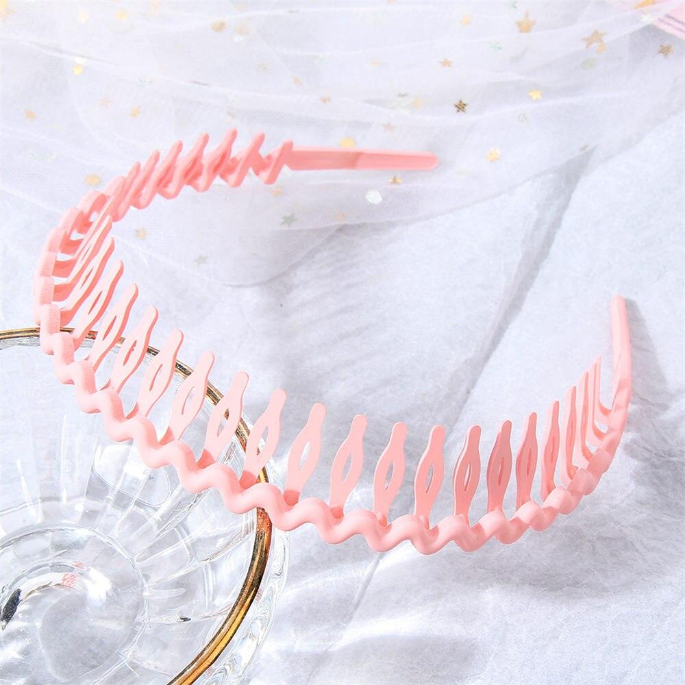 Simple Solid Color Wave Hair Comb Hairband Headband Hair Hoop Bezel with Teeth Hair Accessories for Women