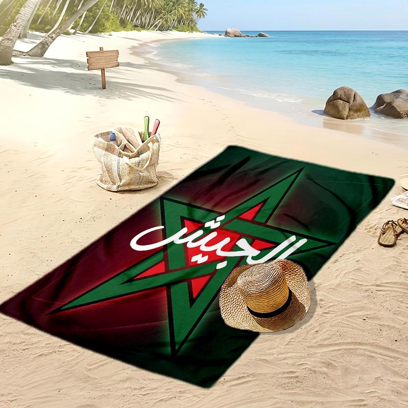 Morocco Football Print Beach Towel Quick Dry Super Absorbent Soft Bath Towel for Swimming Beach Travel Fan Souvenir Gift