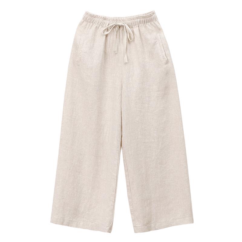 Women's 2025 Retro Linen Wide-Leg Pants - Summer/Fall Plus Size Casual Straight Leg