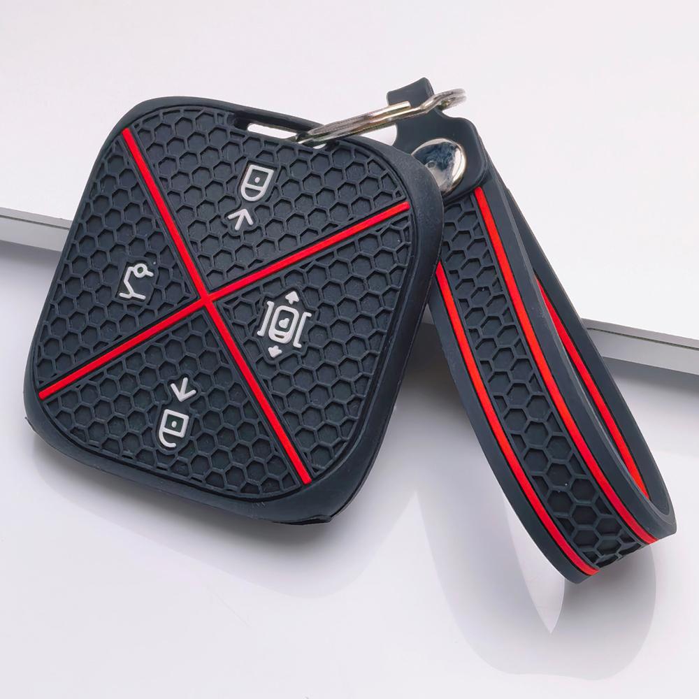 Silicone Remote Key Cover for Zeekr Zeekr 001 Zeekr 009 Zeekr X Zeekr 007 with Keychain Honeycomb Texture Metal Keychain Key Fob Protector