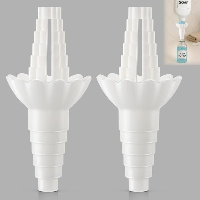 

2pcs with No Waste Funnel Adapter Compatible with Soap Shampoo Universal Bottle Emptying Kit Reusable Liquid Transfer Connector