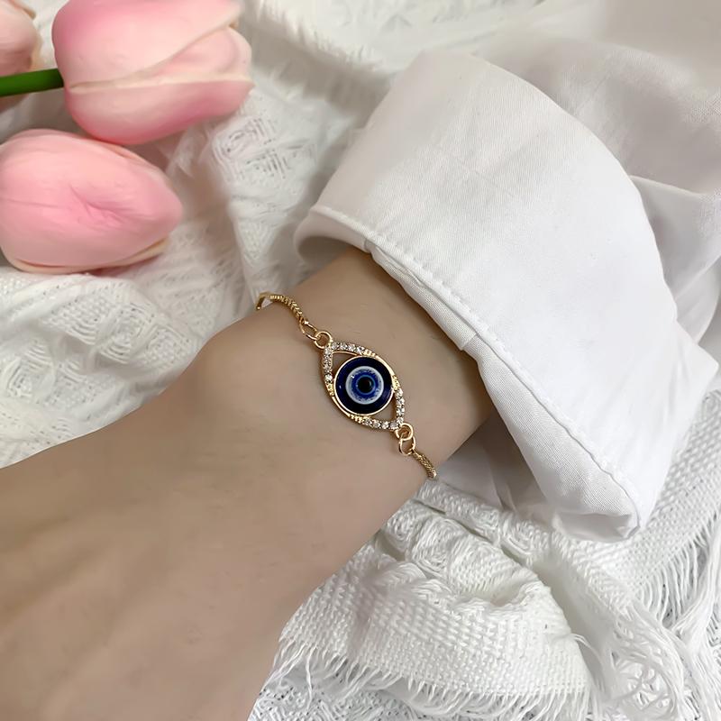 Lucky Turkish Evil Devil'S Eye Bracelet For Women Adjustable Lucky Chain Zircon Bracelet Jewelry Accessory