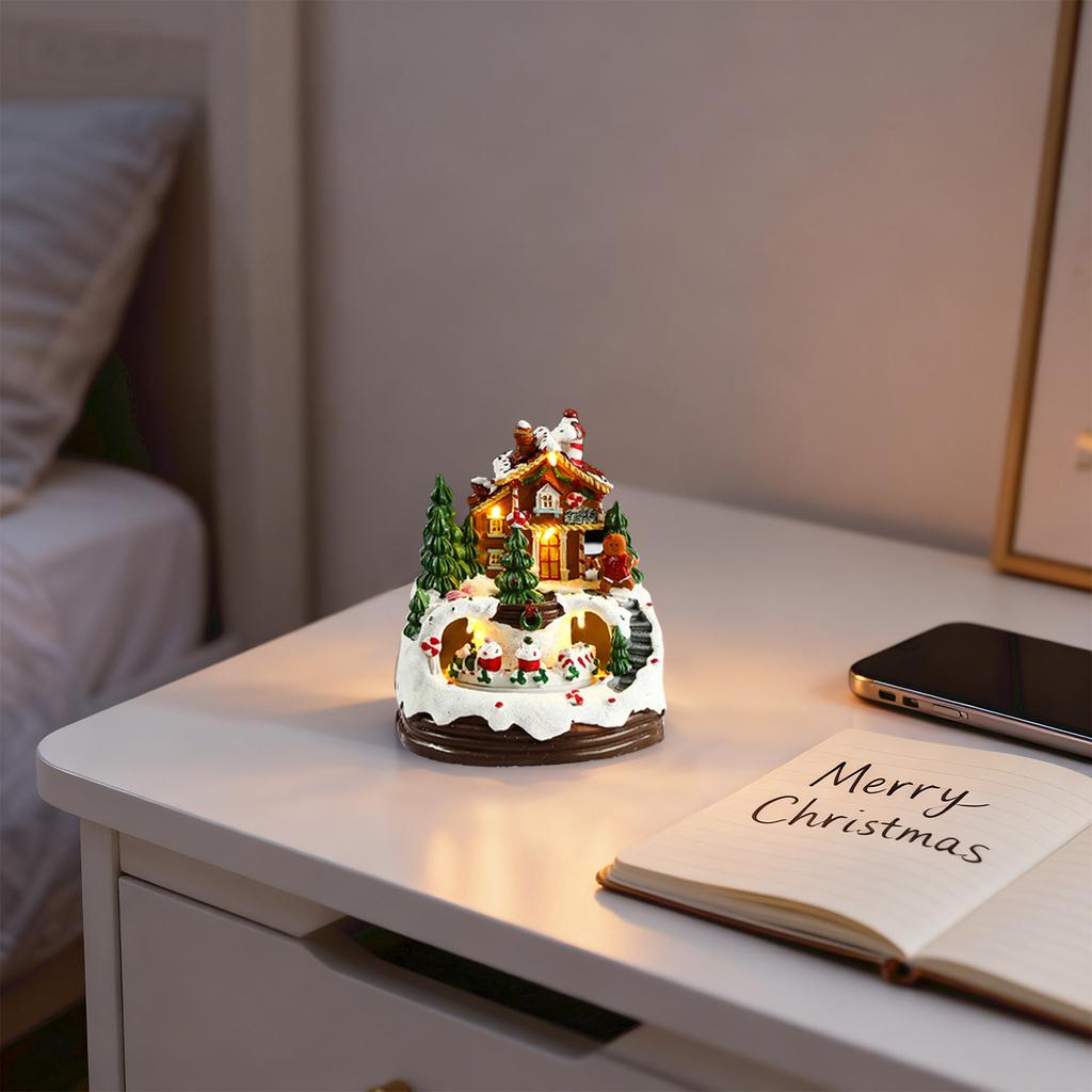 Glowing Gingerbread House With Lights - Animated Christmas Decoration For Indoor Festive Display