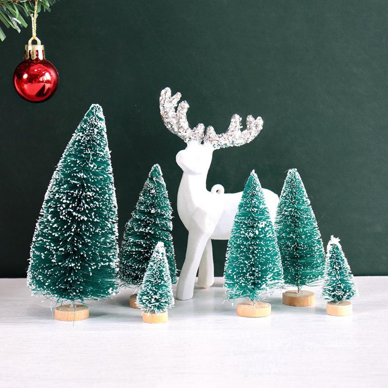 8/12pcs Mini Wooden Christmas Trees Artificial Christmas Tree For Xmas Tabletop Ornaments Christmas Decorations 2025 Navidad