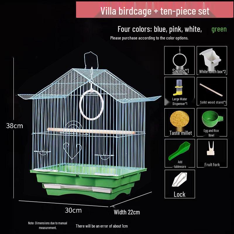 Luxury Home Villa Bird Cage for Small Parrots and Budgies - New Design with Embroidered Eye Pearl and Free Shipping.