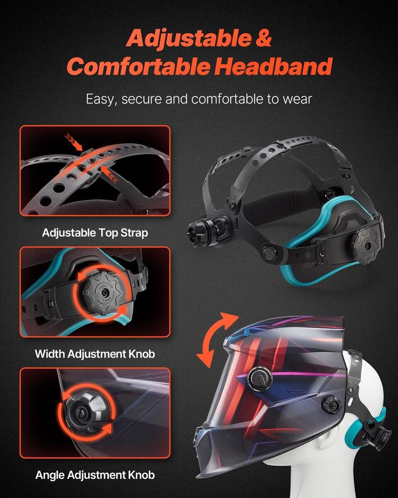 Welding Helmet Auto Darkening True Color, 100 X 80 Mm Welding Hood Solar-Powered, Welder Mask with 4 Arc Sensors, Wide Shade 4/5-9/9-13 for TIG MIG