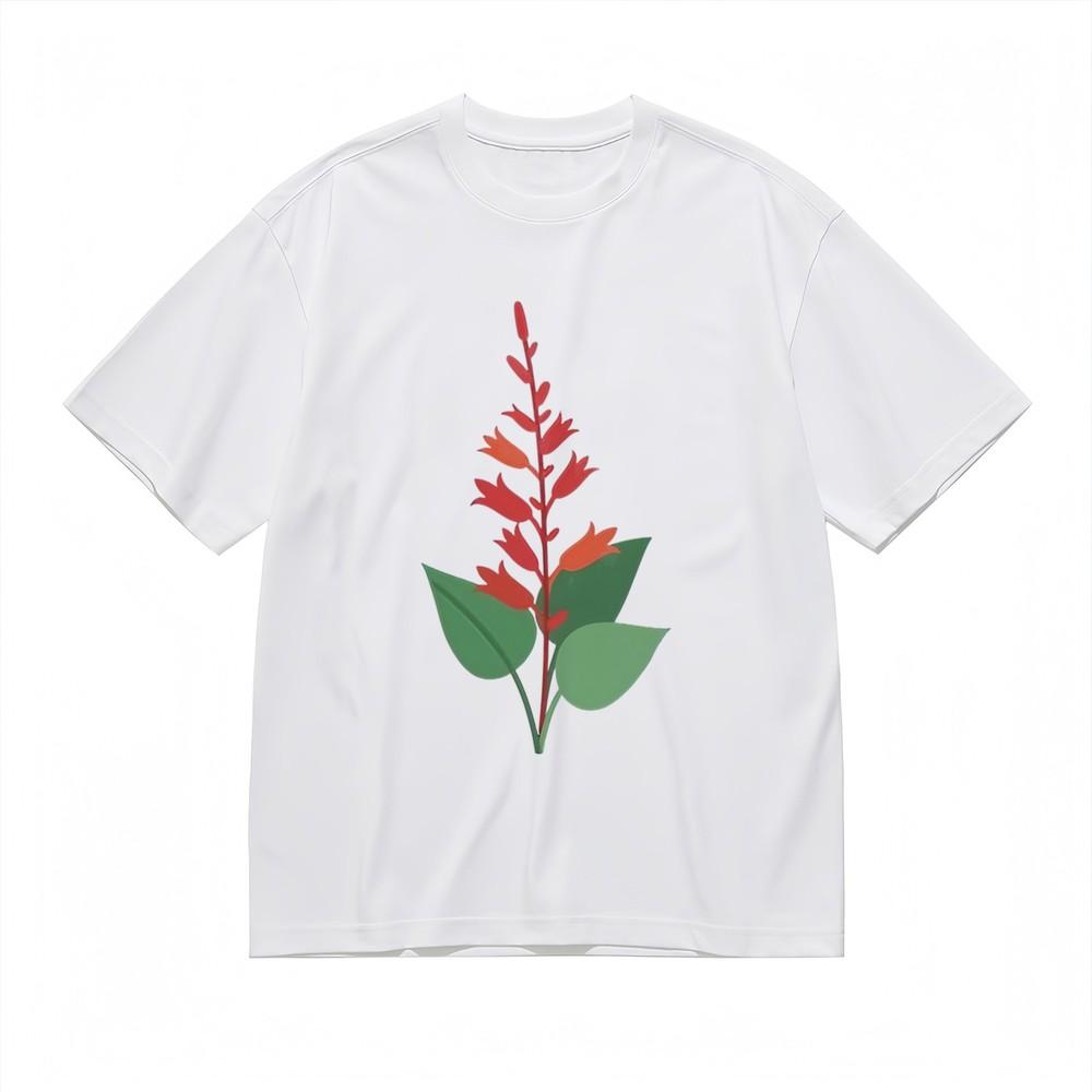 

Women s Soft Comfortable Classic T-Shirt Minimalist Red Flower 100% Cotton Tee 3XL