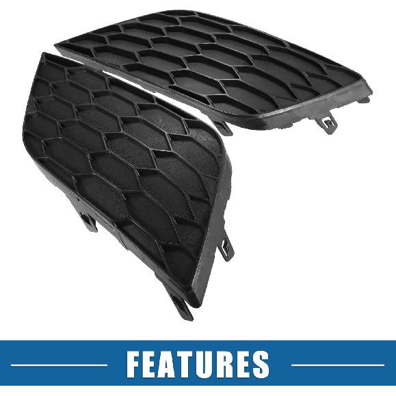 Car Front Fog Light Cover Grille No.622574AF0B/622564AF0B for Nissan Sentra 2016-2019 ABS Plastic Black (Set of 2)