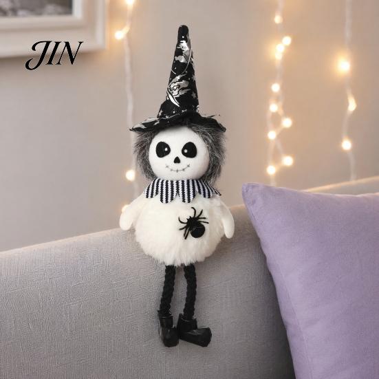 High-quality Halloween Figure Plush Pom Hanging Decoration, Pumpkin/Ghost/Black Cat/Witch Doll Creepy Witch Ornament for Tree, Porch, Window
