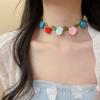 Dopamine Style Satin Cloth Flower Choker Collarbone Choker Summer Clavicle Chain  Gift