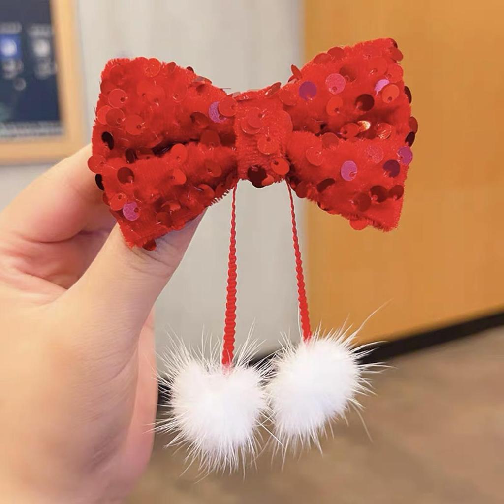2024 Parent-Child Red New Year Bow Hair Clip: Prosperous Festive Accessory for Bangs