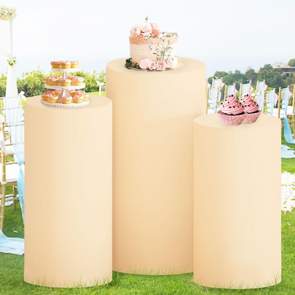 1-5Pcs Cylinder Stand Covers Spandex Pedestal Stand Covers For Party Wedding or Baby Shower Event Decor (only cloth covers)