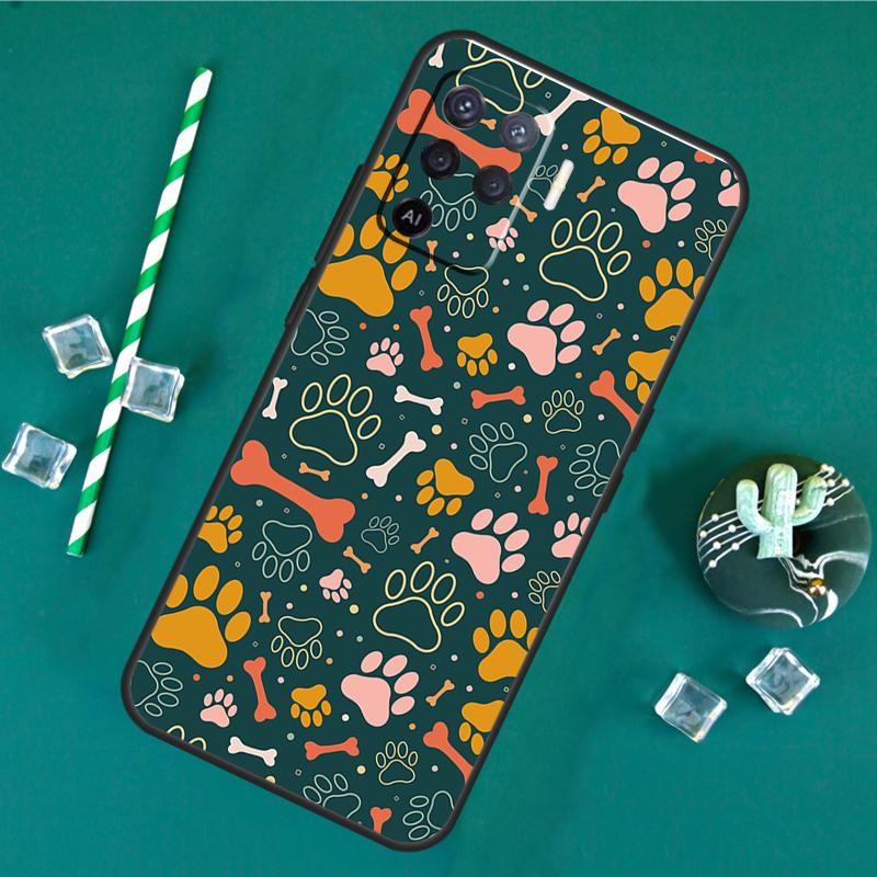 Dog Cat Paw Case For Oppo A40 A60 A80 A16 A76 A96 A18 A38 A58 A78 A98 A91 A15 A17 A74 A94 A54 A57S Cover