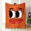 A Cartoon-style Smiling Face with Big Eyes On an Orange Background. for All Seasons Blanket Lunch Break Throw Gift