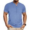 Men Short Sleeve Henley Neck T Shirt with Button Pocket Stretchy Casual Summer Basic Top for Everyday Wear