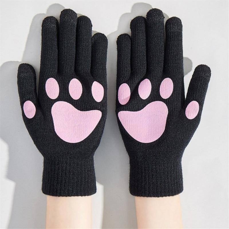 Warm Toe Bean Gloves Thick Stylish Mitten Gloves Full Finger Lovely Handwear Stylish Thicken Gloves for Girl Women