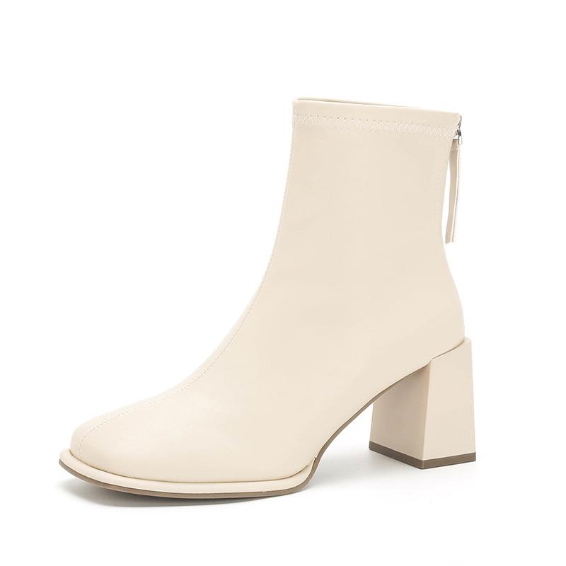 New Shoes for Women Leather Modern Boots Spring Autumn Concise High Tops Casual Shoes Girl Outdoor 6.5CM Short Ankle Boots