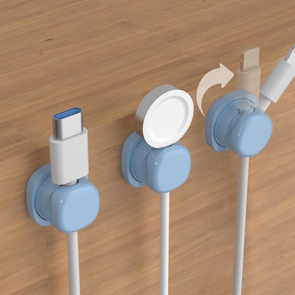 Rotatable Cable Organizer Desktop Data Cable Storage And Collection Mobile Phone Charging Cable Clip Spring Fixed Cable Organizer