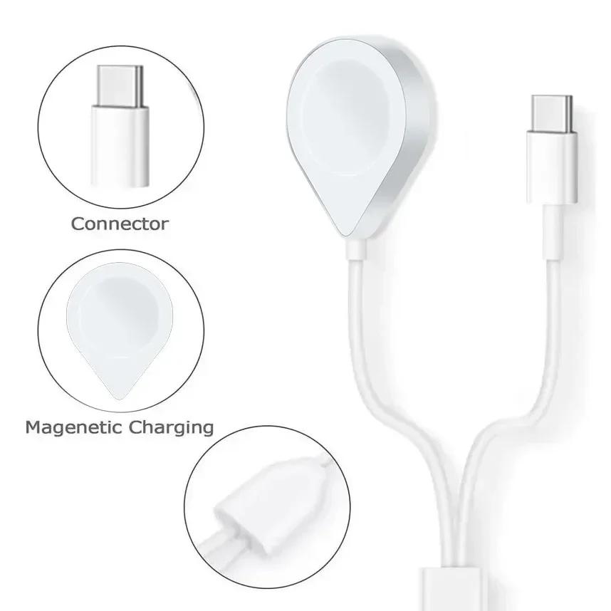 3-in-2 USB-C-Kabel für Apple Watch Ladegerät iPhone Ladegerät Schnellladekabel Kompatibel mit iWatch Ultra/SE/9/8/7/6/5/4/3/2/1