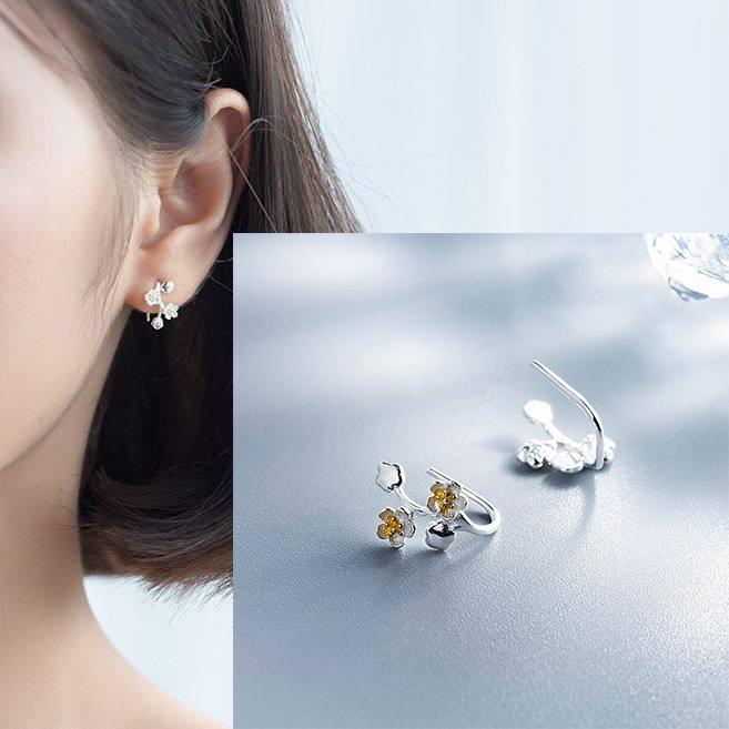 925 Sterling Silver Asymmetric Hoop Earrings for Women Girls Gold Silver Color Party Jewelry Gifts