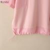 ZANZEA Women Casual Round Neck Summer Short Sleeve Blouse
